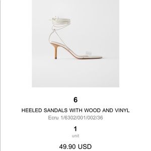 Zara heeled sandals with wood and vinyl